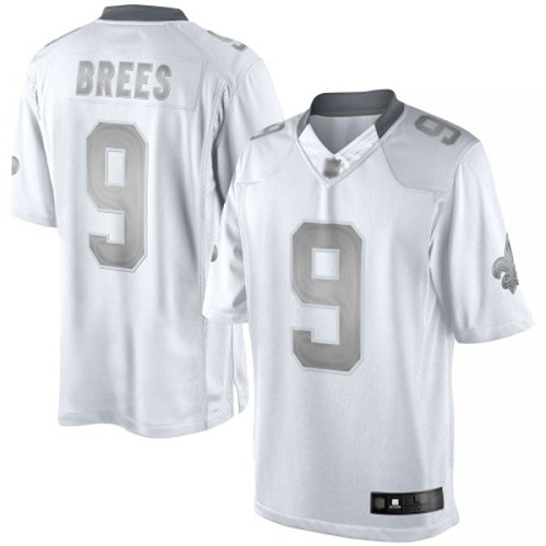 Men New Orleans Saints Limited White Drew Brees Jersey NFL Football #9 Platinum Jersey->new orleans saints->NFL Jersey